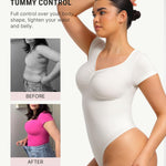 FeelinGirl Shapewear Bodysuit Tummy Control Plus Size Body Suit for Curve Women White Tops for Women Creamy White XXL