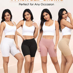 Yeblues 4 Pack Slip Shorts for Under Dresses Anti Chafing Underwear Seamless Comfortable Smooth Yoga Biker Workout Shorts (Black White Nude Pink, L)