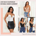 SHAPERIN Women's Deep V Neck Backless Body Shaper Bra Faja Plunge Low Back Thong Shapewear Tummy Control Bodysuit