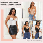 SHAPERIN Women's Deep V Neck Backless Body Shaper Bra Faja Plunge Low Back Thong Shapewear Tummy Control Bodysuit (Large,Nude)