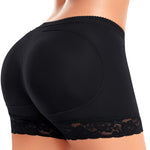 Werena Butt Lifter Padded Underwear for Women Seamless Booty Pads Panties Butt Enhancer Lace Boyshorts Shapewear (#1 Black,3X-Large)