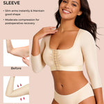 EUYZOU Arm Compression Sleeves for Women Post Surgery Front Closure Bra Slimming Arm Lipo Shapewear Top Square Neck - Nude S