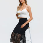 Avidlove Half Slips for Women Non Cling Lace Slip Skirt Soft Slip Under Dress Black XL
