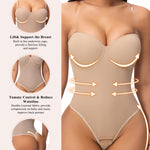 JOYSHAPER Strapless Shapewear Bodysuit for Women Tummy Control Low Back Body Shaper Thong Body Suits Tops with Built-in Bra