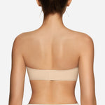 OEAK Womens Strapless Bras Jelly Push Up Bandeau Bra Non Slip Wireless Supportive Padded Bras Seamless Comfortable Tube Bra L Beige
