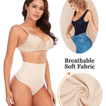 Werena Tummy Control Thong Shapewear for Women Seamless Shaping Novelty Thong Panties Body Shaper Underwear(02# Beige-no boning,Medium)