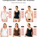 LODAY Compression Tanks for Women Shapewear Tank Top Tummy Control V Neck Camisole Cami Tops(Black, Large)