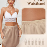 Avidlove Women's Half Slips Non Cling Satin Slip Skirt Under Dresses Lace Slip Soft Underskirt(Dark Nude,XXL)