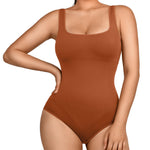 Lover-Beauty Shapewear Tummy Control Slimming Body Suits Thong Built in Bra Tank Top, Brown, M/L
