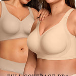 OEAK Womens Wireless Jelly Bra Plus Size Supportive Seamless Bras Full Coverage Push Up Comfortable No Underwire Tshirt Bras Creamy Beige L