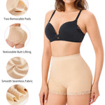 AOSBOEI Women Butt Lifter Panties Padded Shapewear Hip Enhancer Pads Shorts Seamless Underwear Tummy Control Boyshorts Beige