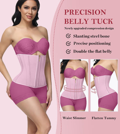 SHAPSHE Waist Trainer for Women Tummy Control Cincher Workout Corset Shapewear Body Shaper Pink S