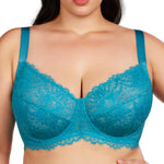HSIA Minimizer Bra for Women - Plus Size Lace Full Coverage Womans Bra Unlined Underwire Bra for Heavy Breast Horizon Blue