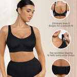 Wireless Push Up Bra for Women No Underwire Comfort Soft Daliy Bras, Wirefree Bralette Full Coverage Support Bras with Straps Black
