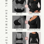 FeelinGirl Tummy Control Shapewear Compression Shirt Women Long Sleeve Shapewear Top Slimming Body Shaper V Neck Black Large