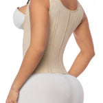 YIANNA Waist Trainer for Women Tummy Control Underbust Hourglass Corset Waist Cincher Vest Sport Girdle with Zipper and Hooks,YA7293-Beige-M