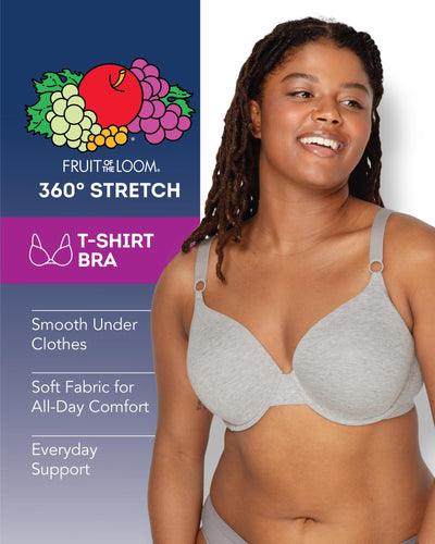 Fruit of The Loom Women's 3-Pack Light Lined T-Shirt Bra - Blue & Grey