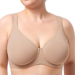 HSIA Bras for Women Minimizer Full Coverage, Plus Size T Shirt Unlined Underwire Smooth Bra, Seamless Cups Joan Ultimate Soft
