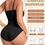 Werena Strapless Shapewear Bodysuit for Women Tummy Control Seamless Full Body Shaper with Removable Straps Under Dress(Black,M)