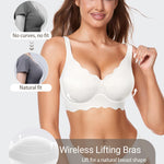 Gailife Scalloped Jelly Bras for Women No Underwire Wireless Seamless Push Up Bralettes Soft Comfort Everyday Tshirt Bra -XL/White