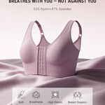FeelinGirl Compression Bra Post Surgery Mastectomy Bra Front Closure Surgical Bra Breast Augmentation Post Op Purple
