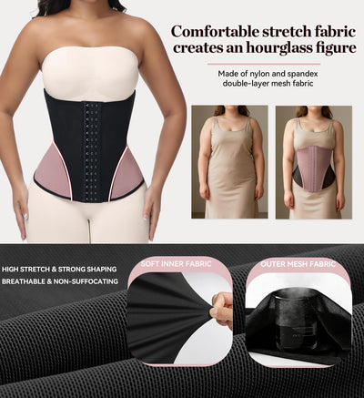SHAPSHE Waist Trainer for Women Corset Shapewear Tummy Control Cincher Workout Body Shaper with Hooks BLK/X-Large