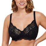 HSIA Minimizer Bra for Women - Plus Size Lace Full Coverage Womans Bra Unlined Underwire Bra for Heavy Breast Black