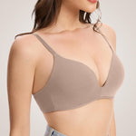 Eleplus 3 Pieces Lightly Lined Wireless Bras for Women Comfy Plunge T Shirt Bra Pack (Mixcolor1,32B)