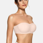 Vertvie Womens Strapless Bra Jelly Push Up Seamless Bandeau Bra Wireless Non Slip Silicone Tube Top Bras Padded Bralette(Nude,Small)