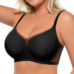 SHAPELLX Wireless Bras for Women Comfortable Supportive No Underwire Crossover Bra Soft Back Smoothing Lifting Bra Black L