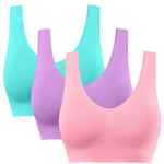 BESTENA 3 Pack Sports Bras for Women, Seamless Comfortable Workout Sleep Bra with Removable Pads