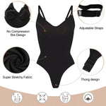 SHAPERX Women's Tummy Control Shapewear Thong Bodysuit Seamless Waist Snatching Body Shaper,SZ5215-Black-XXS/XS
