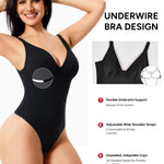 Nebility Shapewear Bodysuits for Women Tummy Control Body Shaper Deep V Neck Thong Body Suits (Black,Large)
