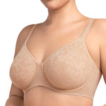 HSIA Minimizer Bra for Women - Full Coverage Seamless Lace Bra Plus Size Underwire Unlined Bra for Heavy Breast Light Beige