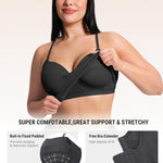 FeelinGirl Wireless Supportive Push Up Bras for Women No Underwire Bralette Comfortable Seamless Tshirt Low Back Bra with Padded for Everyday Black M