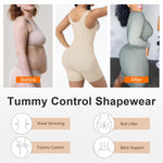 SHAPERX Women's Fajas Colombianas Tummy Control Shapewear Postpartum Butt Lifting Body Shaper with Boned Support, SZ7306-Beige-3XL