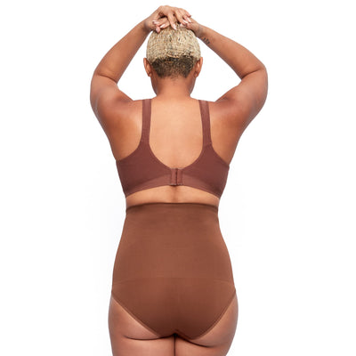 Underoutfit High Waisted Underwear for Women- Tummy Control Shapewear Panty- Small to Plus Sizes, Cocoa, XX-Large