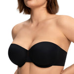 HSIA Strapless Bras for Women Large Bust Coolcomfort Minimizer Corset Full Coverage Plus Size Convertible Bustier with Underwire, Black 34DD