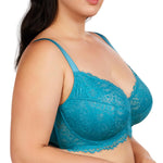 HSIA Minimizer Bra for Women - Plus Size Lace Full Coverage Womans Bra Unlined Underwire Bra for Heavy Breast Horizon Blue