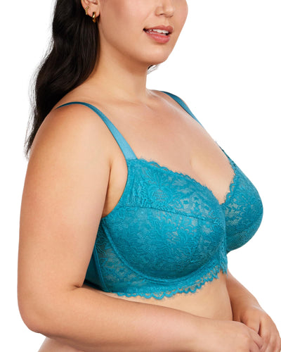 HSIA Minimizer Bra for Women - Plus Size Lace Full Coverage Womans Bra Unlined Underwire Bra for Heavy Breast Horizon Blue