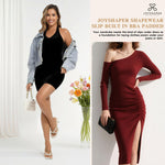 JOYSHAPER Shapewear Slip Dress with Built in Bra for Women Halter Shapewear Dress Tummy Control Full Slips Adjustable Strap Under Dresses Black L