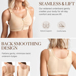 BRABIC Zip Front Closure Everyday Bra for Women Post Surgery Compression Support with Adjustable Straps Wirefree (Medium, Beige)