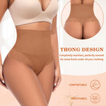 Werena Women Shapewear Tummy Control Thong High Waisted Body Shaper Underwear Lace Shaping Panties Slimming Panty Girdle(#B Lace Latte(Mid Waisted), Small)