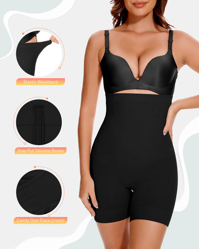 BESTENA Shapewear Shorts,High Waisted Shapewear for Women Tummy Control,Seamless Body Shaper Shorts Thigh Slimmer(2x-deep black,Large)
