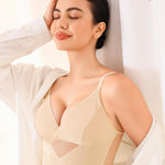 Nebility Compression Tanks for Women Shapewear Tank Tops Tummy Control Body Shaper V Neck Mesh Camisole (Beige, 3X-Large)