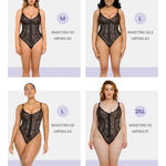 SHAPELLX Lace Bodysuit for Women Tummy Control Shapewear Backless Body Suits Thongs with 3 Hook Eyes Black Large