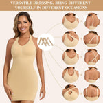 JOYSHAPER Shapewear Slips for Under Dress Halter Dress Bra Shapewear Slip with Built in Bra for Women One Piece Nude Slip Skirts Nude M