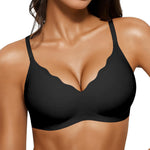 Popilush Wireless Bras for Women No Underwire Seamless Bralettes Everyday Comfort Tshirt Padded Bra Black