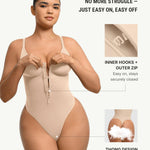 FeelinGirl Shapewear Bodysuit Tummy Control for Women Zip-Up Seamless V Neck Shapewear Thong Body Suit for Going Out