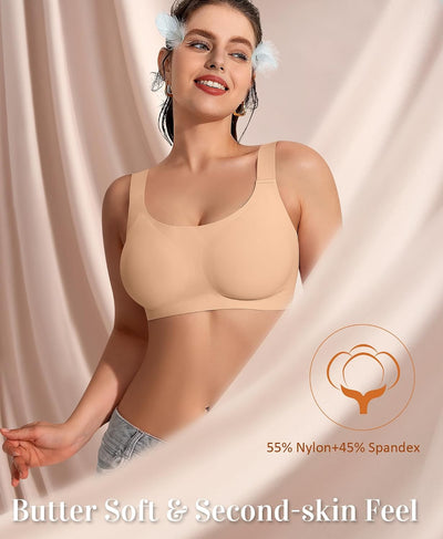Wireless Jelly Seamless Bras for Women No Underwire Tshirt Full Coverage Padded Bra Comfortable Everyday Bralettes